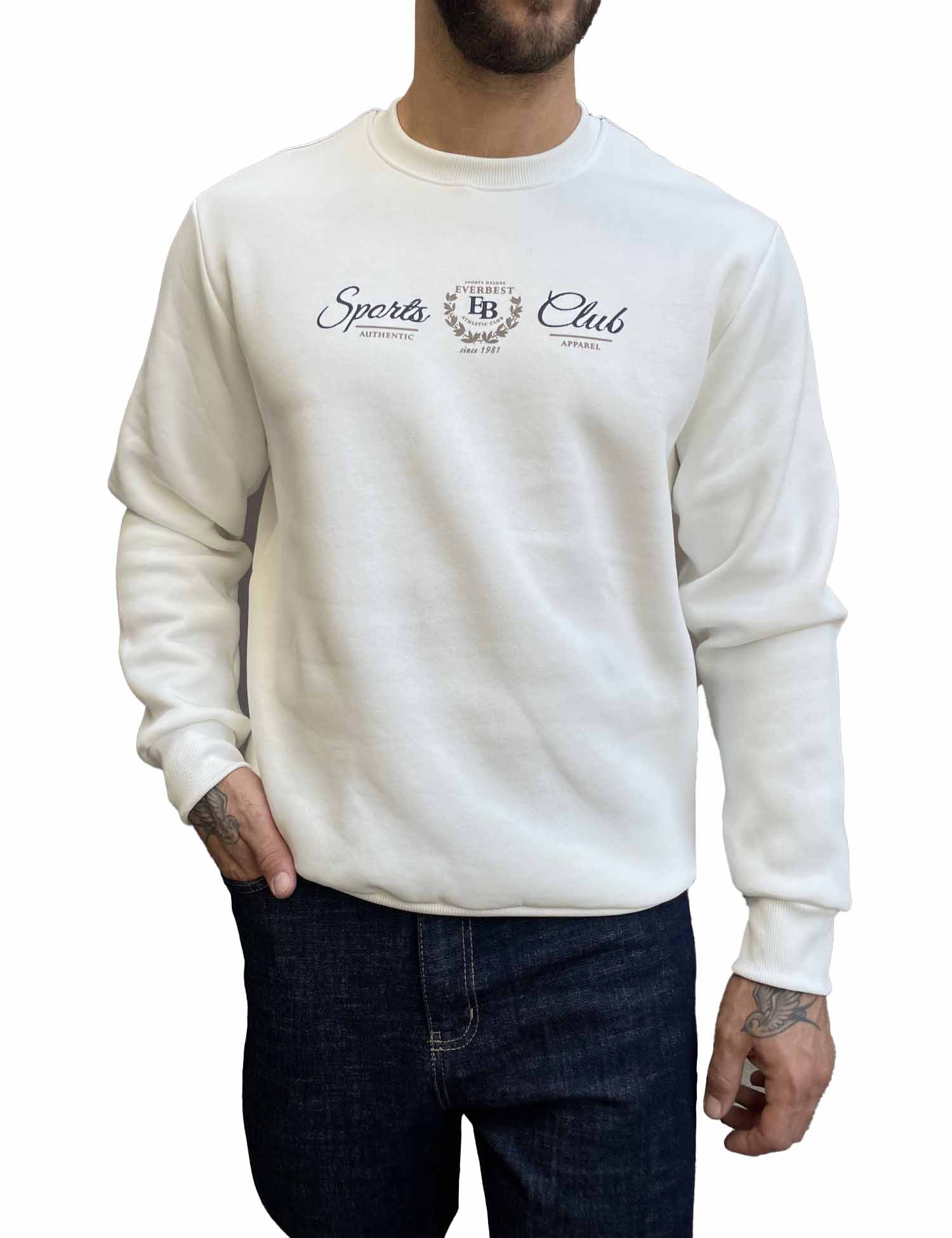 Everbest ανδρικό Plus Size λευκό φούτερ με τύπωμα 2610020 φωτογραφία